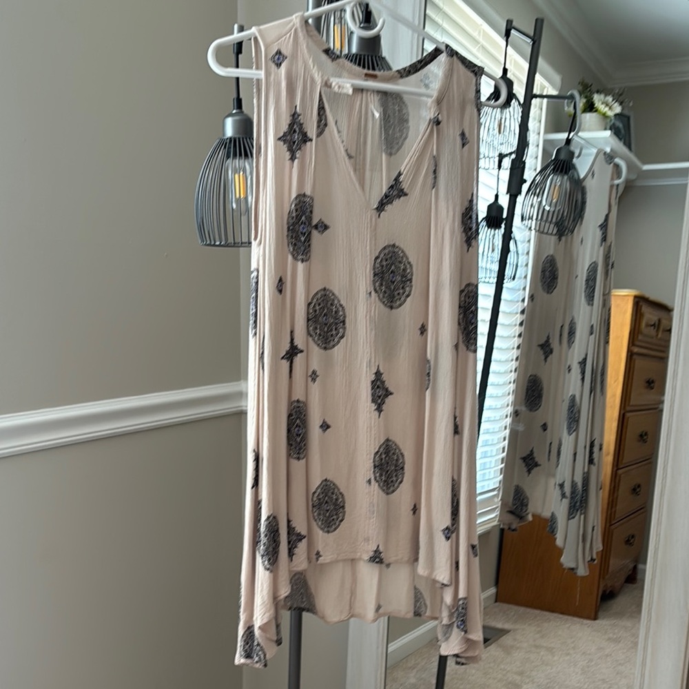 Free People Cream and Black Tunic Top
